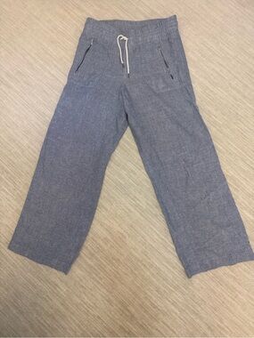 Athleta Women's Blue Drawstring Linen-Blend Pants